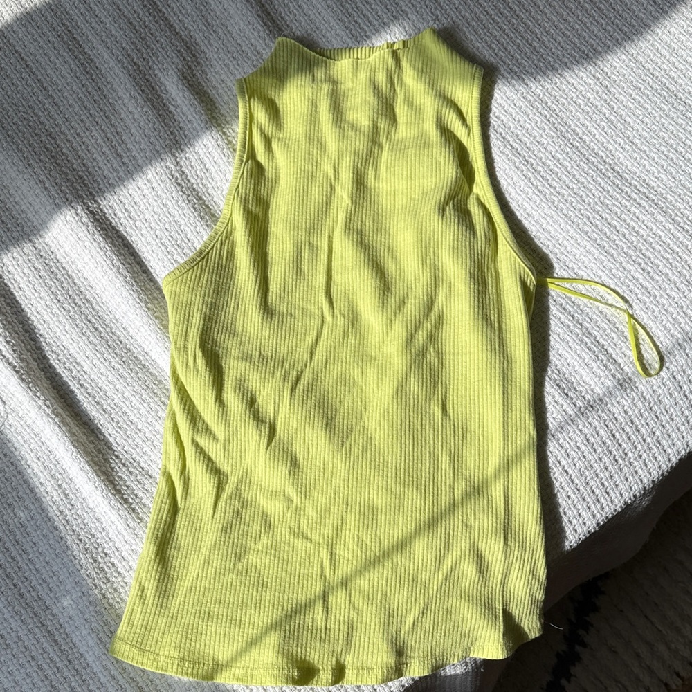 Maeve by Anthropologie Neon Green Mock Neck Ribbed Tank